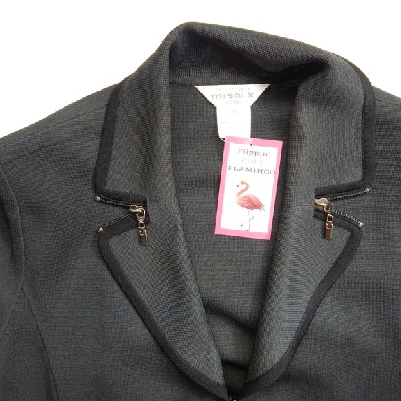 Exclusively Misook Womens Black Knit Full Zip Up Sweater Washable Size 1X - Picture 3 of 10